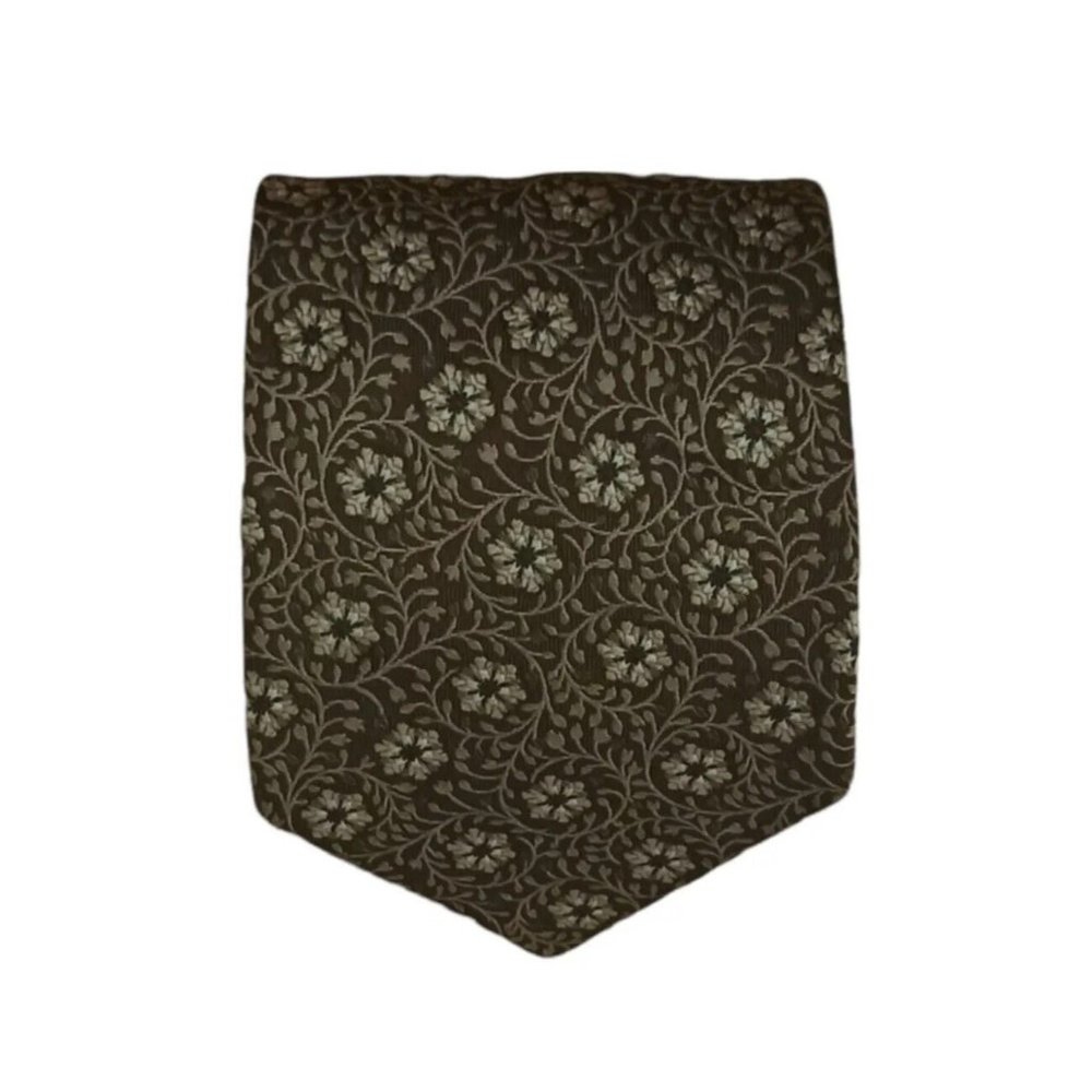 VALENTINO Brown Floral Silk Tie ITALY 57"/ 4" EC